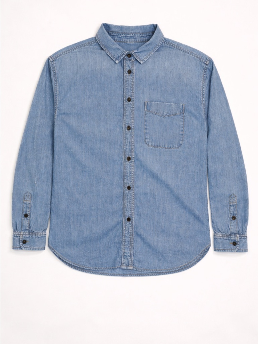 American Eagle Women Denim Button-Up Shirt Oversized Fit Blue Size S Vintage